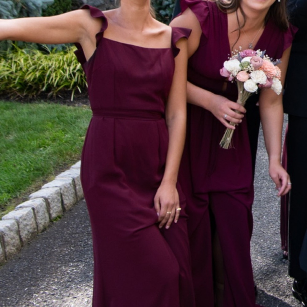 Boutique burgundy bridesmaids dress
